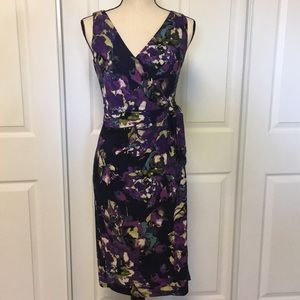 American Living draped purple & green dress